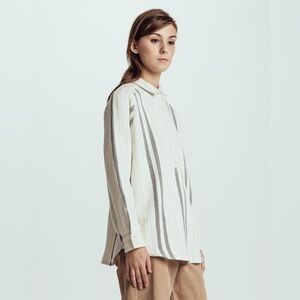 Sessùn Santiago Striped Button Up Shirt French Minimalist Medium⁠